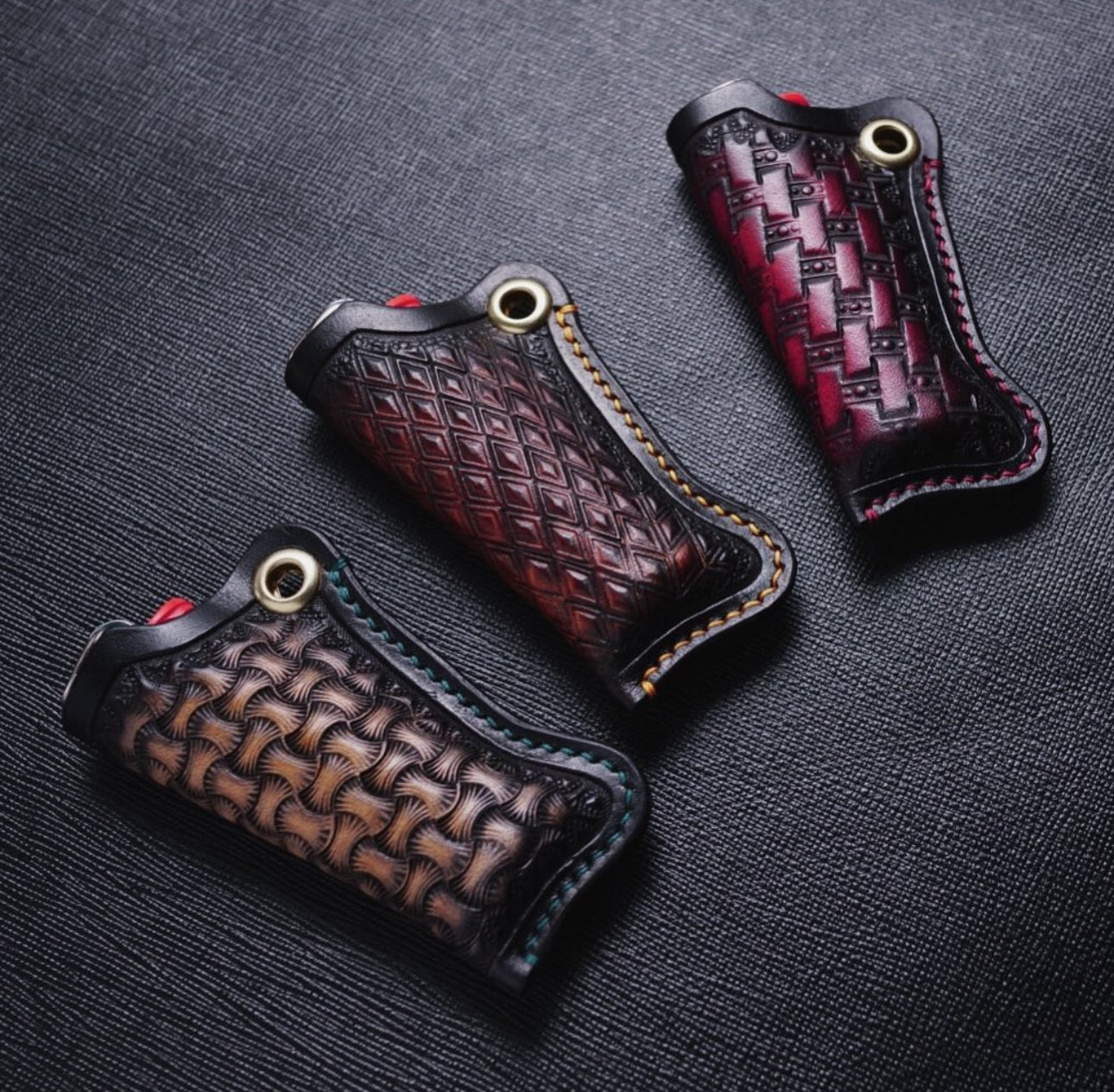 Lighter Sheath - Hand Stamped and Airbrushed