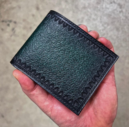 Billfold Wallet - Hand Stamped + Airbrushed