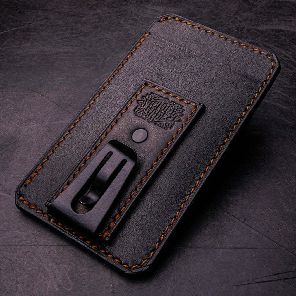 Vertical Cardholder + Money Clip - Hand-Stamped & Airbrushed