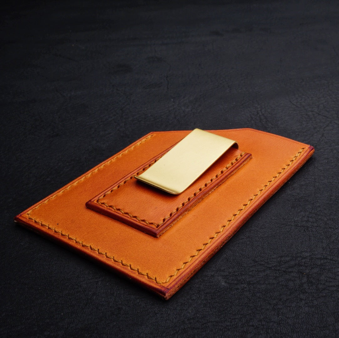 Small Vertical Cardholder + Money Clip - Tan