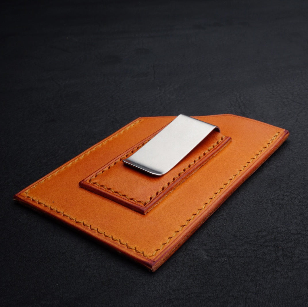 Small Vertical Cardholder + Money Clip - Tan