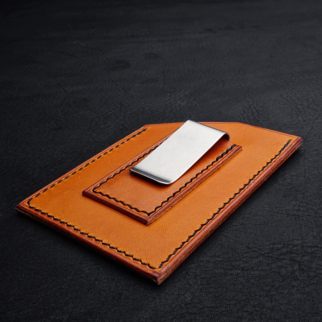 Small Vertical Cardholder + Money Clip - Tan
