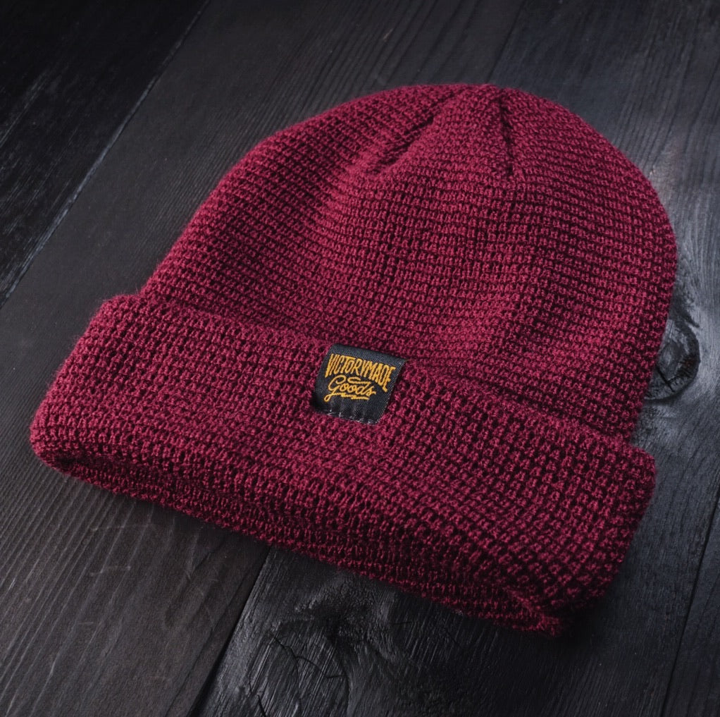 Handmade Vmg Flagship Beanie - Burgundy - Victorymade Goods