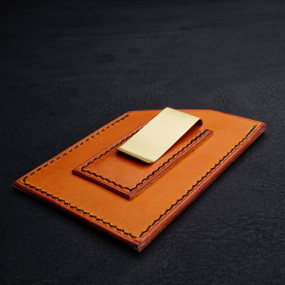 Small Vertical Cardholder + Money Clip - Tan