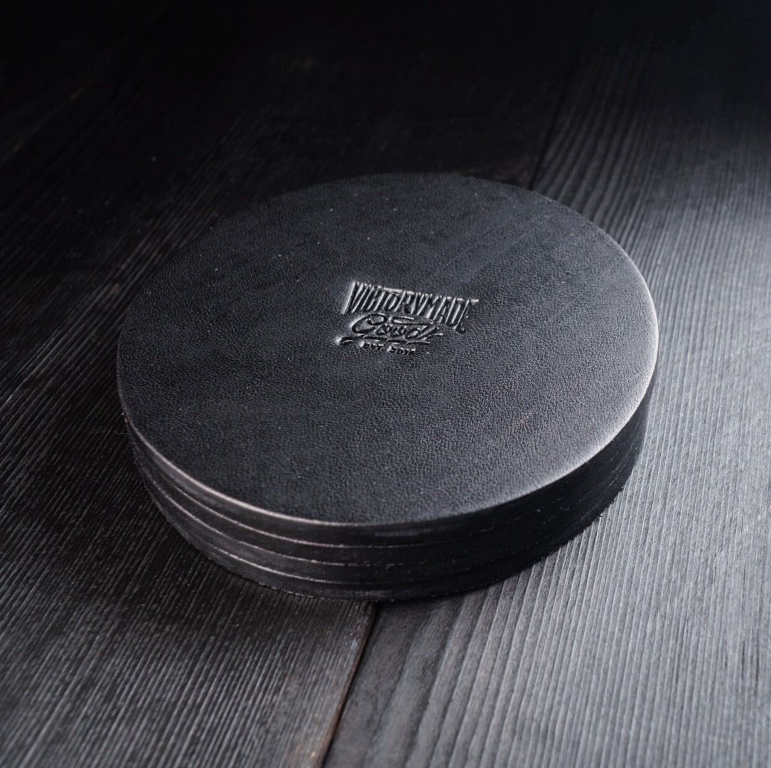 Expertly Crafted Leather Coaster Set - Victorymade Goods
