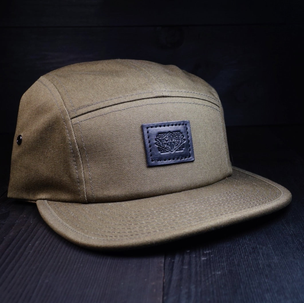 Vmg Leather Patched 5 Panel - Army Green - Victorymade Goods