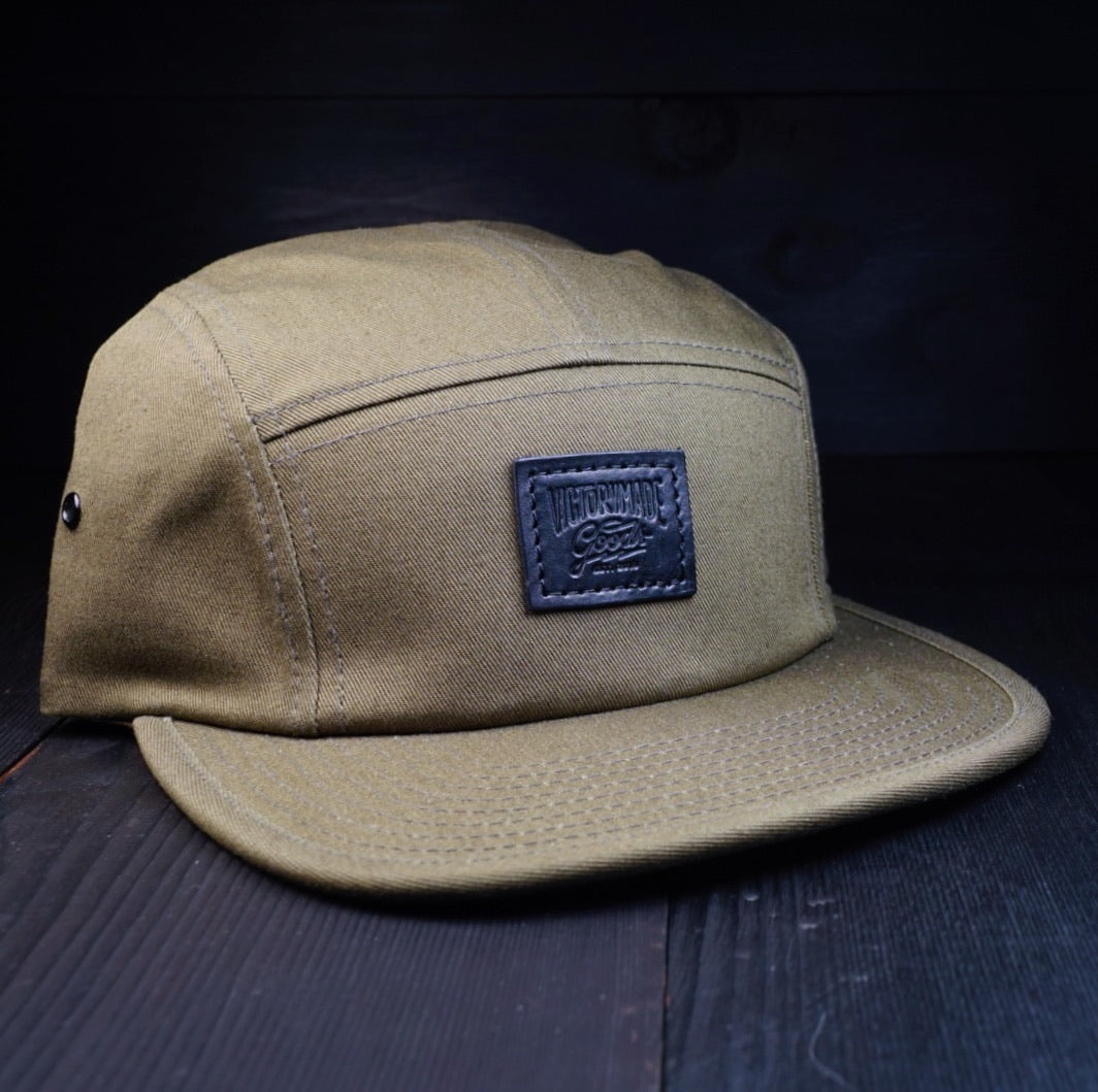 Vmg Leather Patched 5 Panel - Army Green - Victorymade Goods