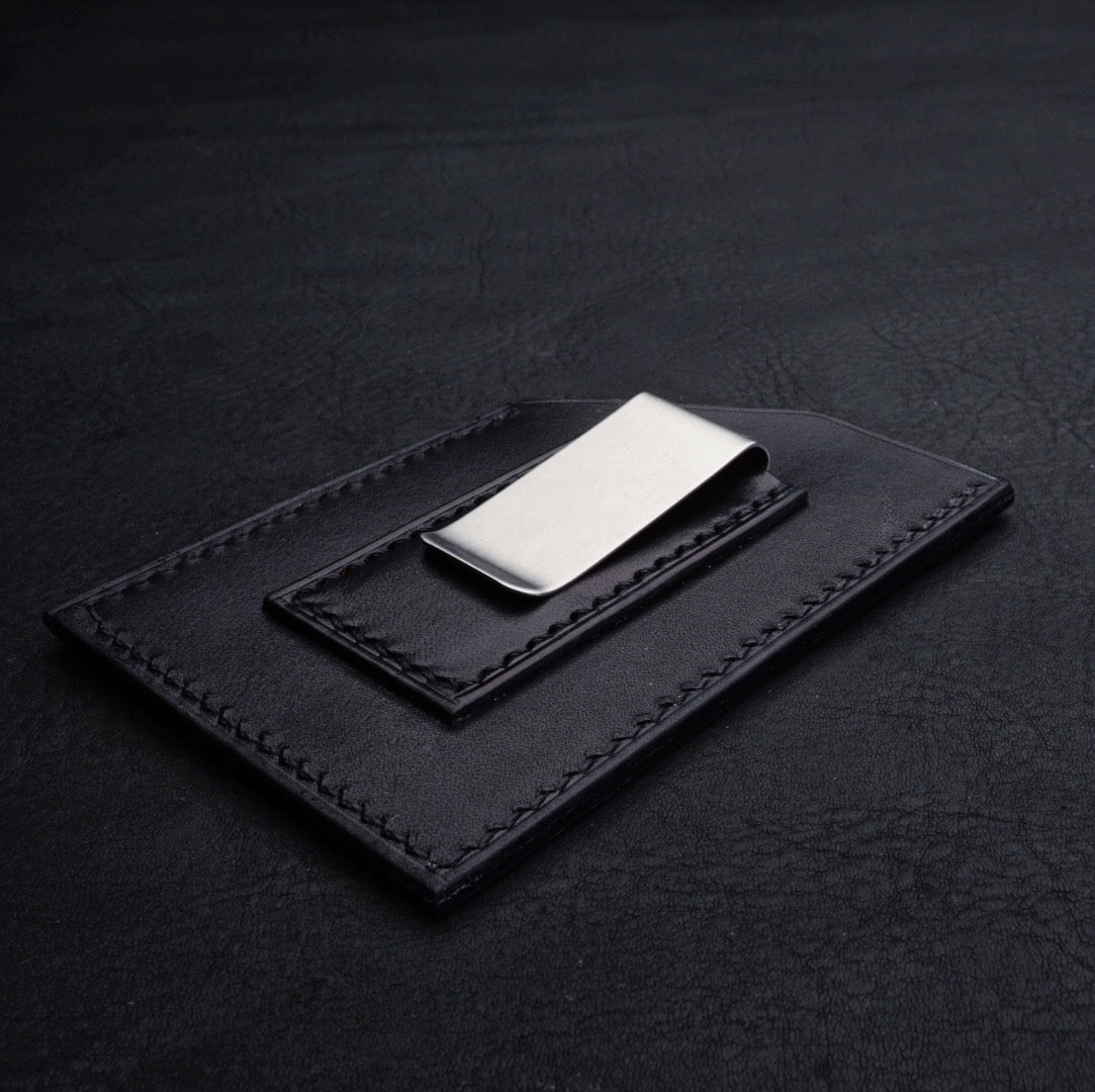 Leather money clip card store holder wallet