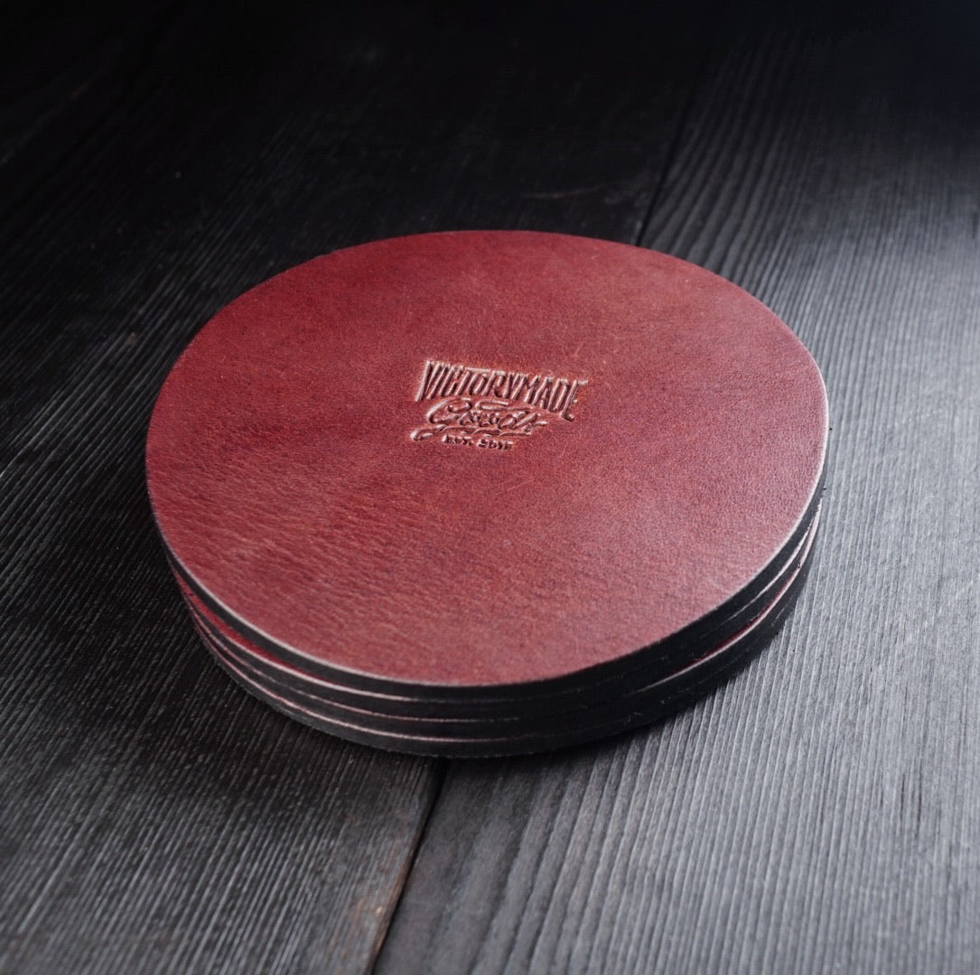 Expertly Crafted Leather Coaster Set - Victorymade Goods