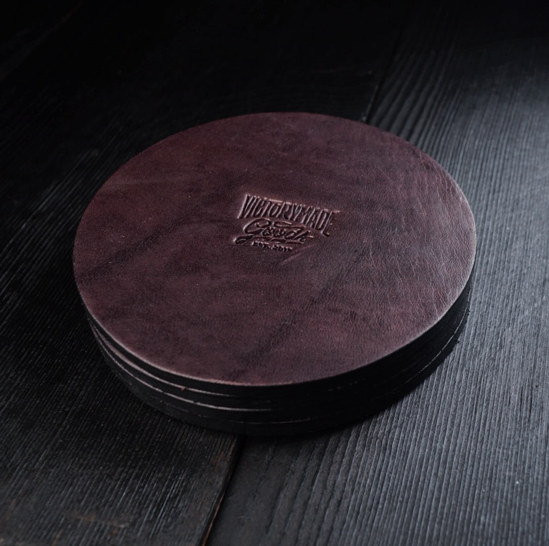 Expertly Crafted Leather Coaster Set - Victorymade Goods