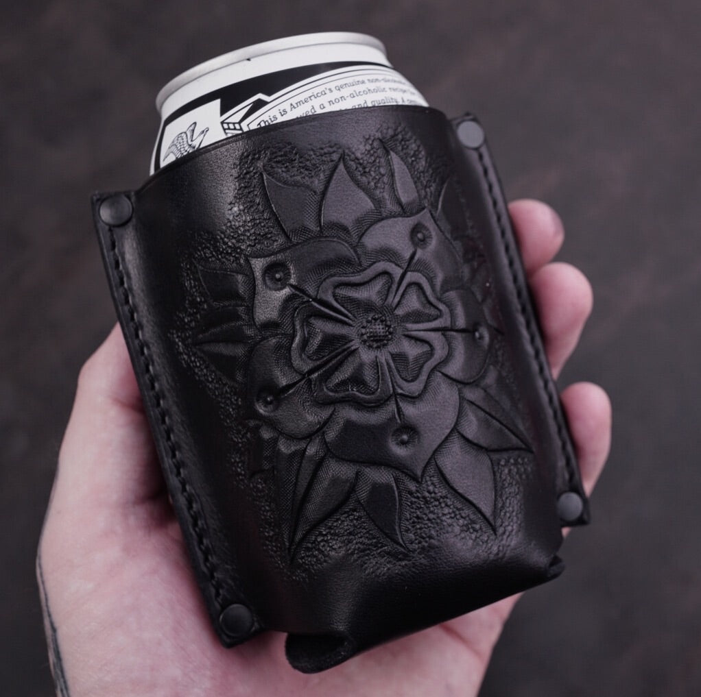 Handmade Floral Leather Koozie - Victorymade Goods