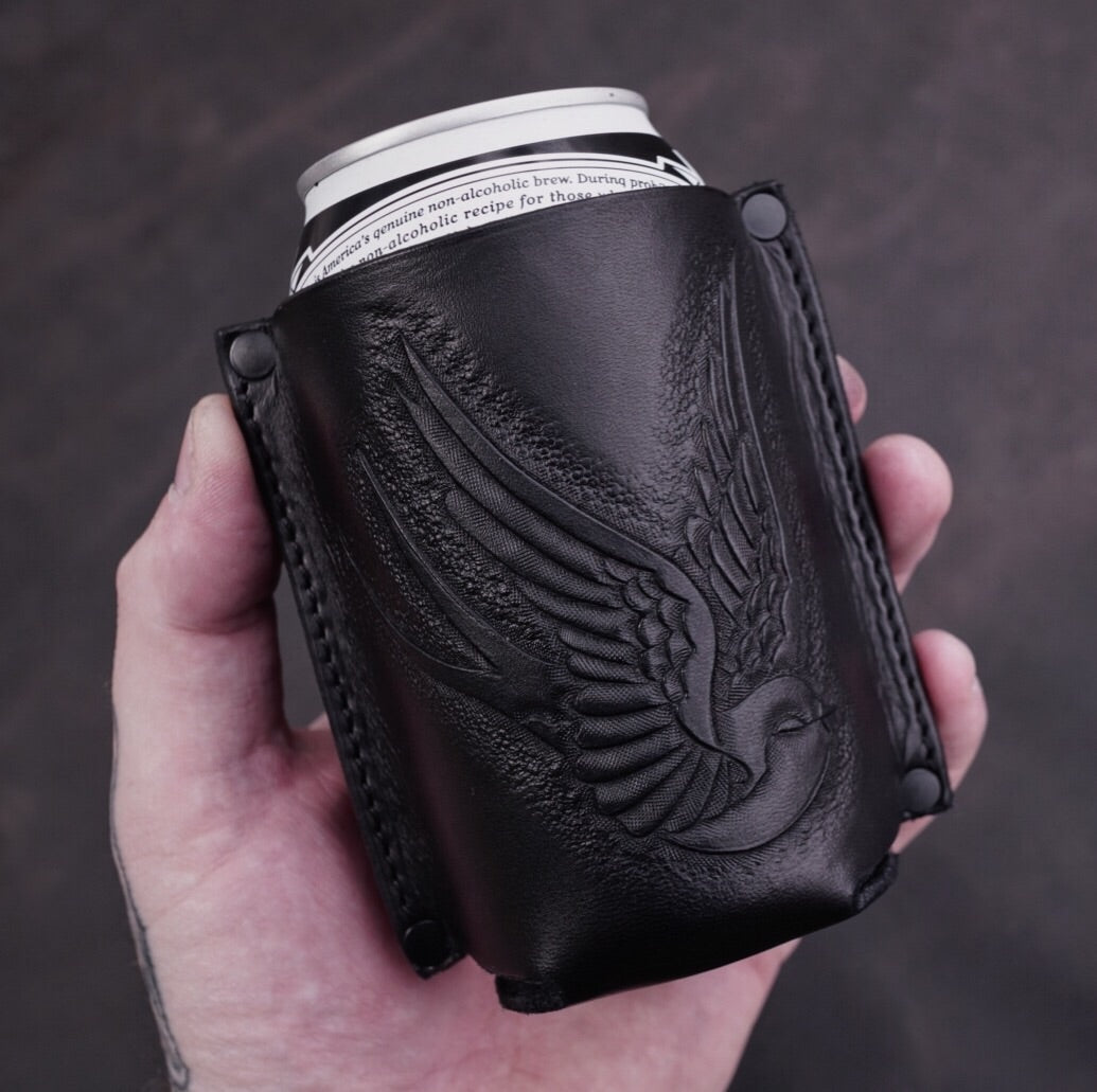 Swallow Leather Koozie | Hand Carved - Victorymade Goods